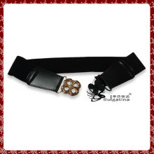 Design de ceinture en cuir noir, ceinture diamante élastique